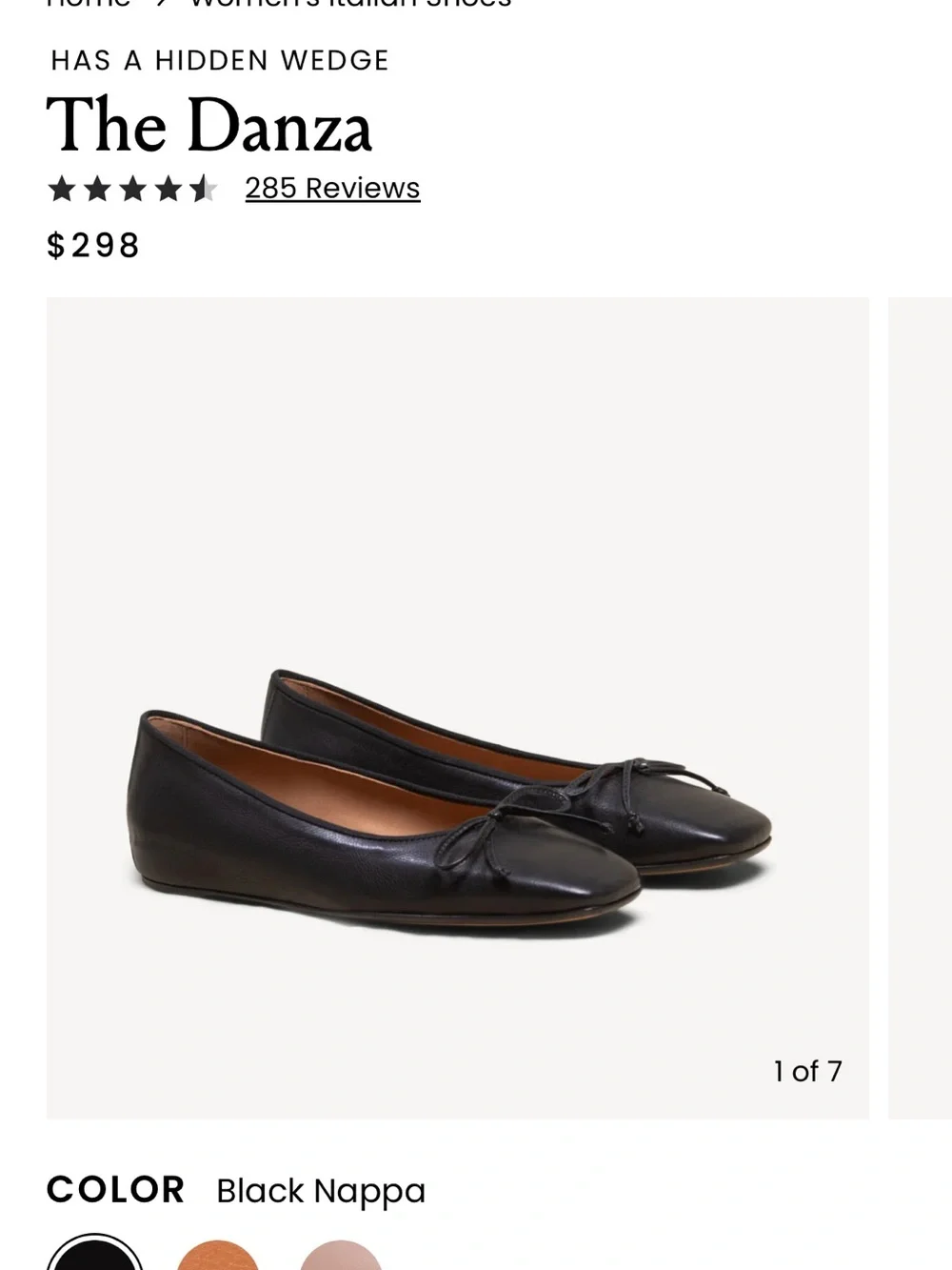 M.Gemi The Danza Black Nappa Leather Square Toe Ballet Flats Italy Size 42